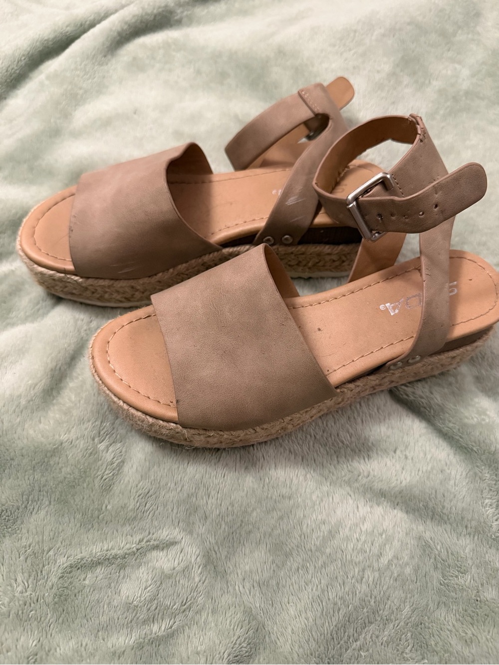 Soda Tan Espadrille Platform Sandals Ankle Strap